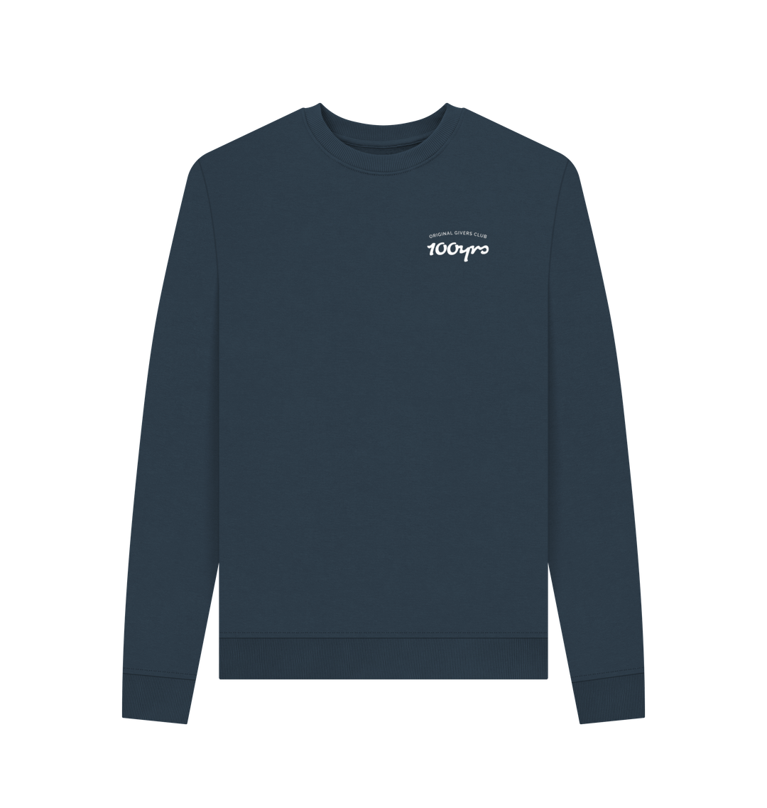 Navy Blue Printed Sweater Front