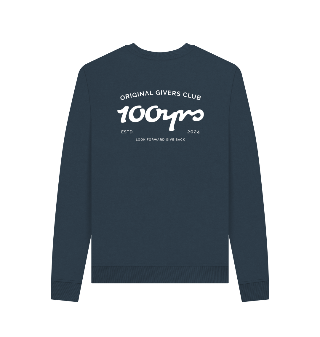 Navy Blue Printed Sweater Back