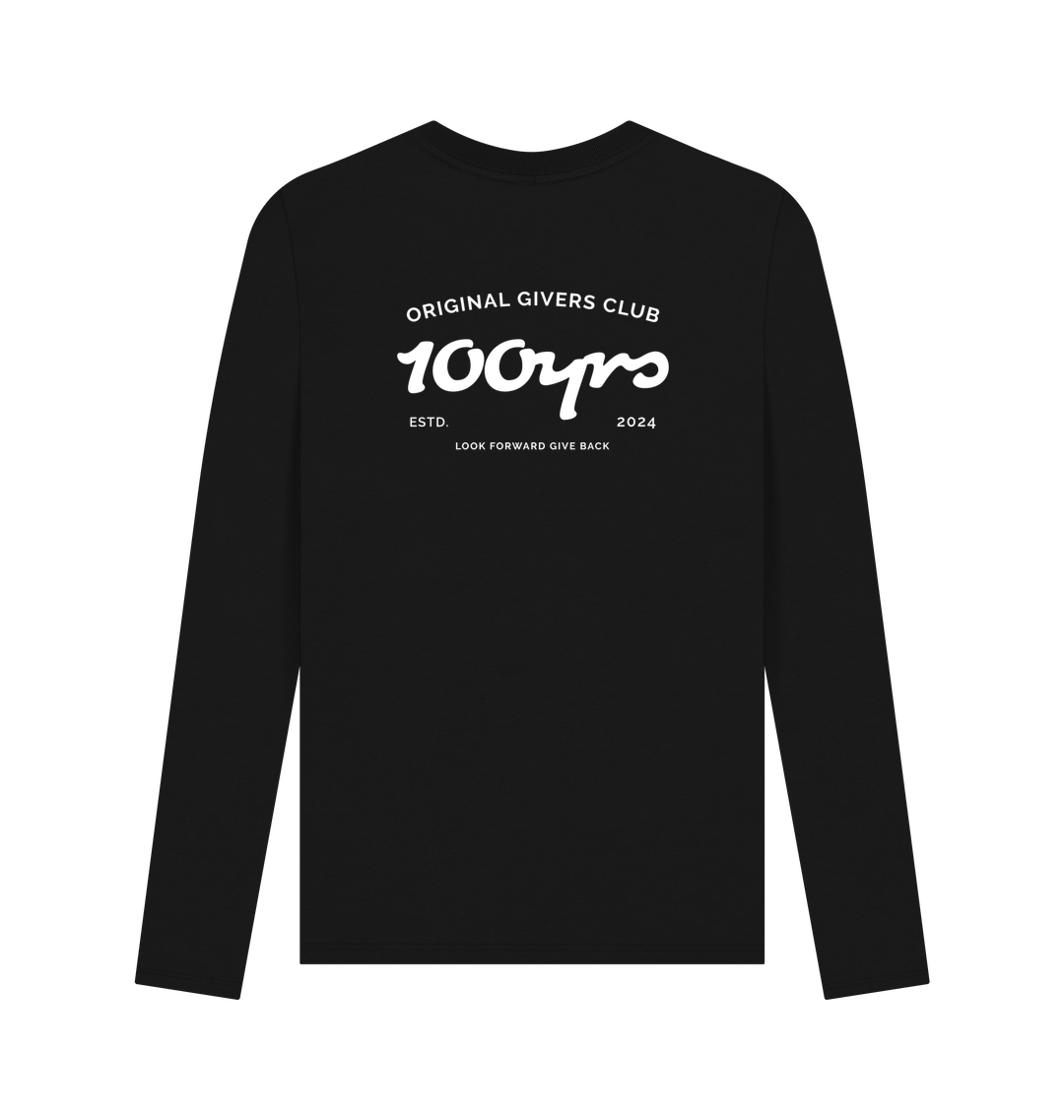 Black Printed Long Sleeve T Shirt Back