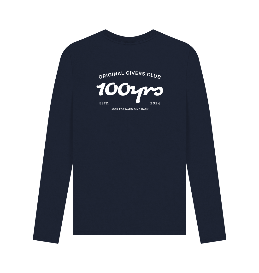 Navy Blue Printed Long Sleeve T Shirt Back