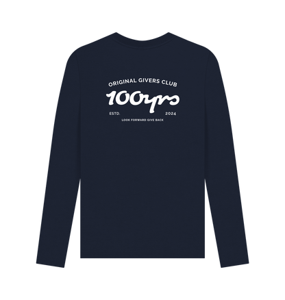 Navy Blue Printed Long Sleeve T Shirt Back