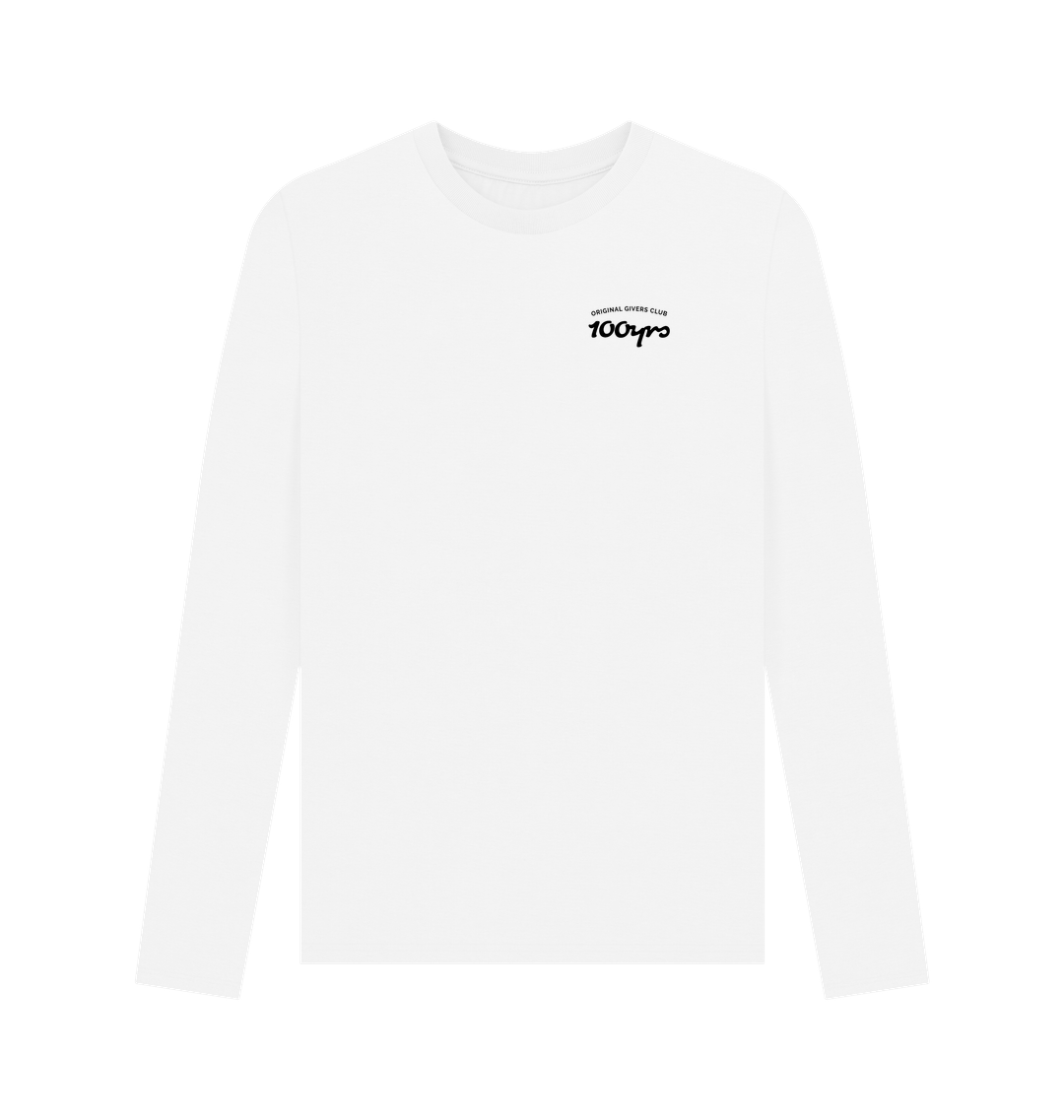 White Printed Long Sleeve T Shirt Front