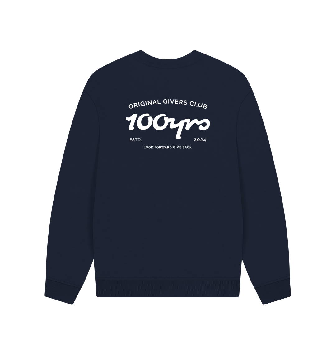 Navy Blue Printed Sweater Back