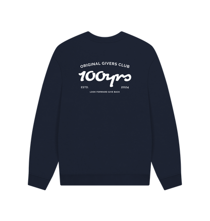 Navy Blue Printed Sweater Back