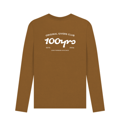 Brown Printed Long Sleeve T Shirt Back