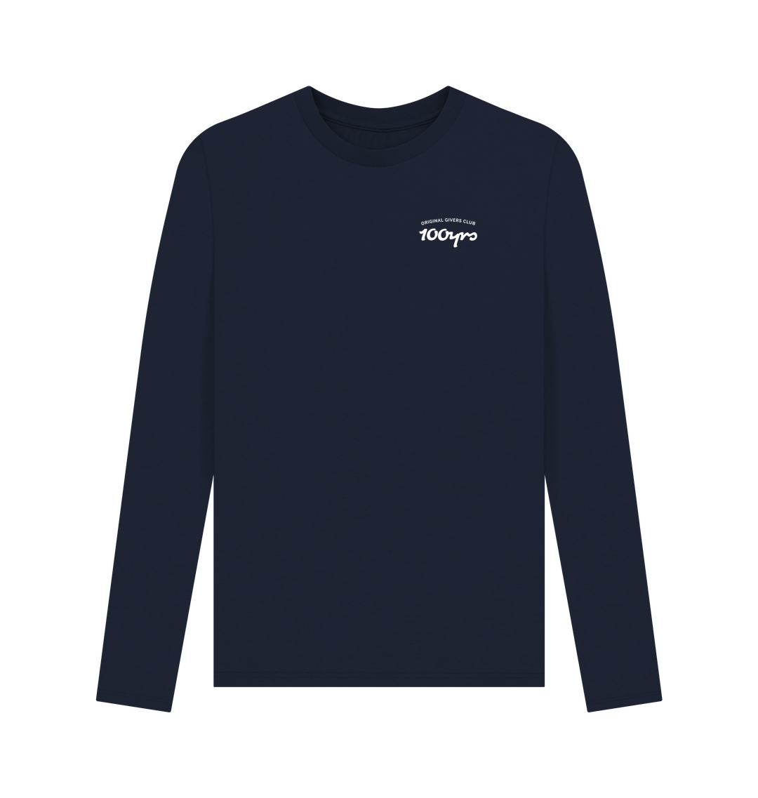 Navy Blue Printed Long Sleeve T Shirt Front