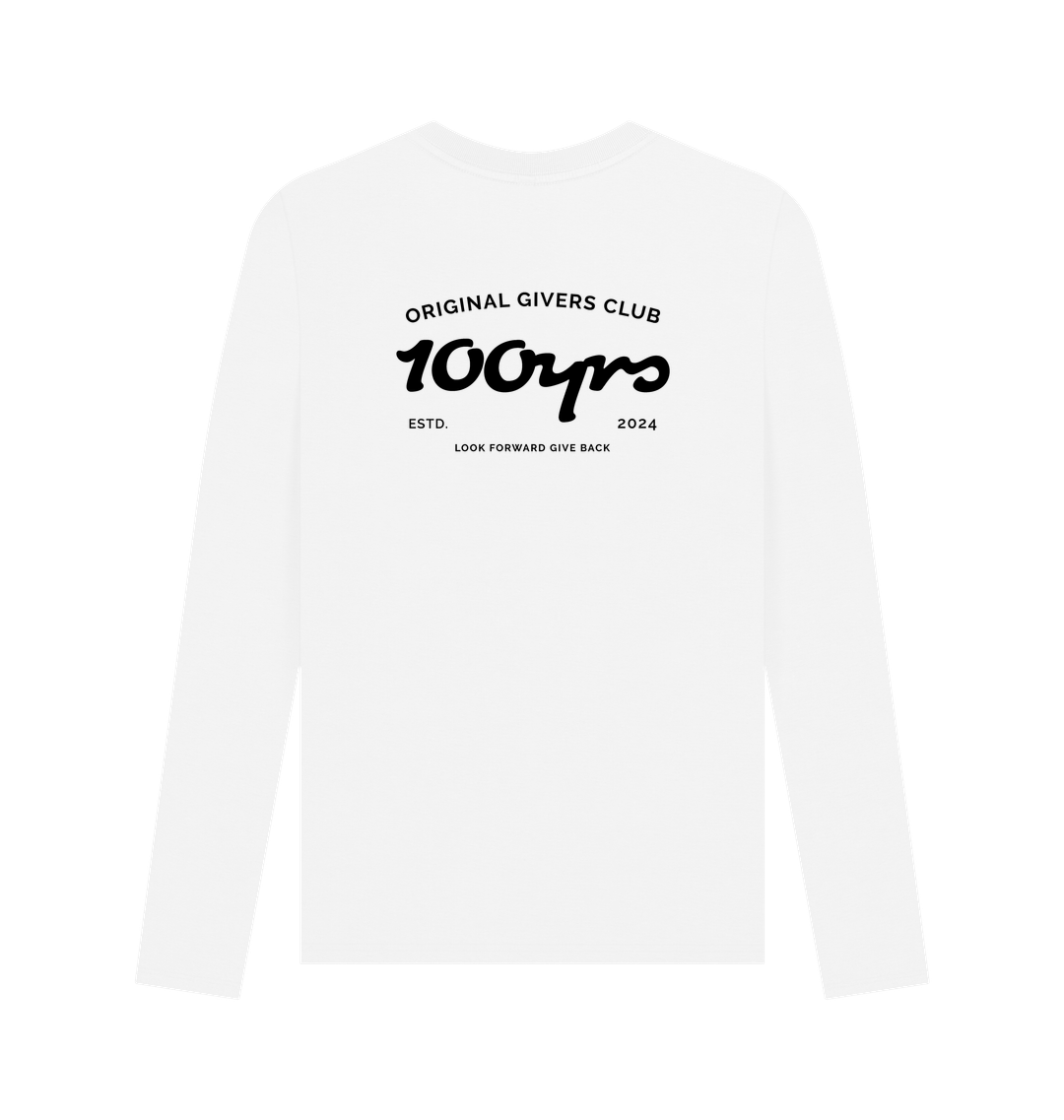 White Printed Long Sleeve T Shirt Back