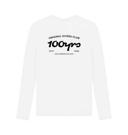 White Printed Long Sleeve T Shirt Back