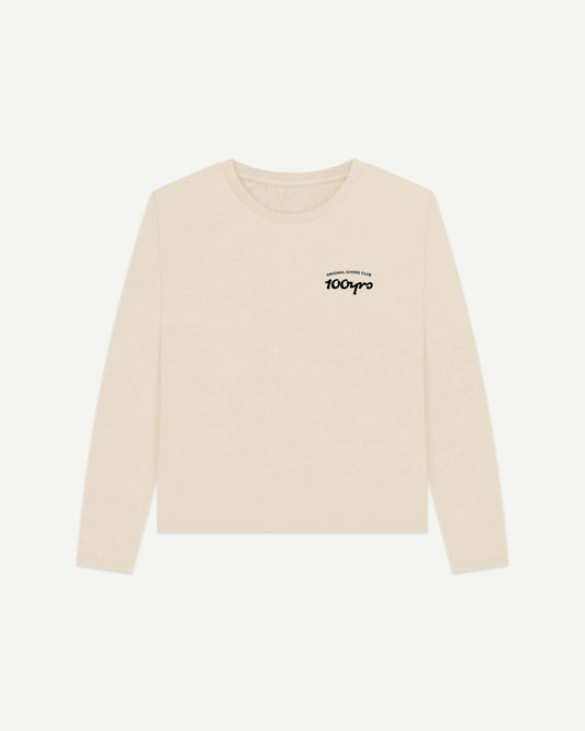 Women's Organic Cotton Heavyweight Long Sleeve T-Shirt - OG Club Black Logo