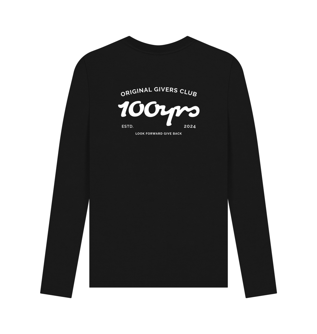 Black Printed Long Sleeve T Shirt Back