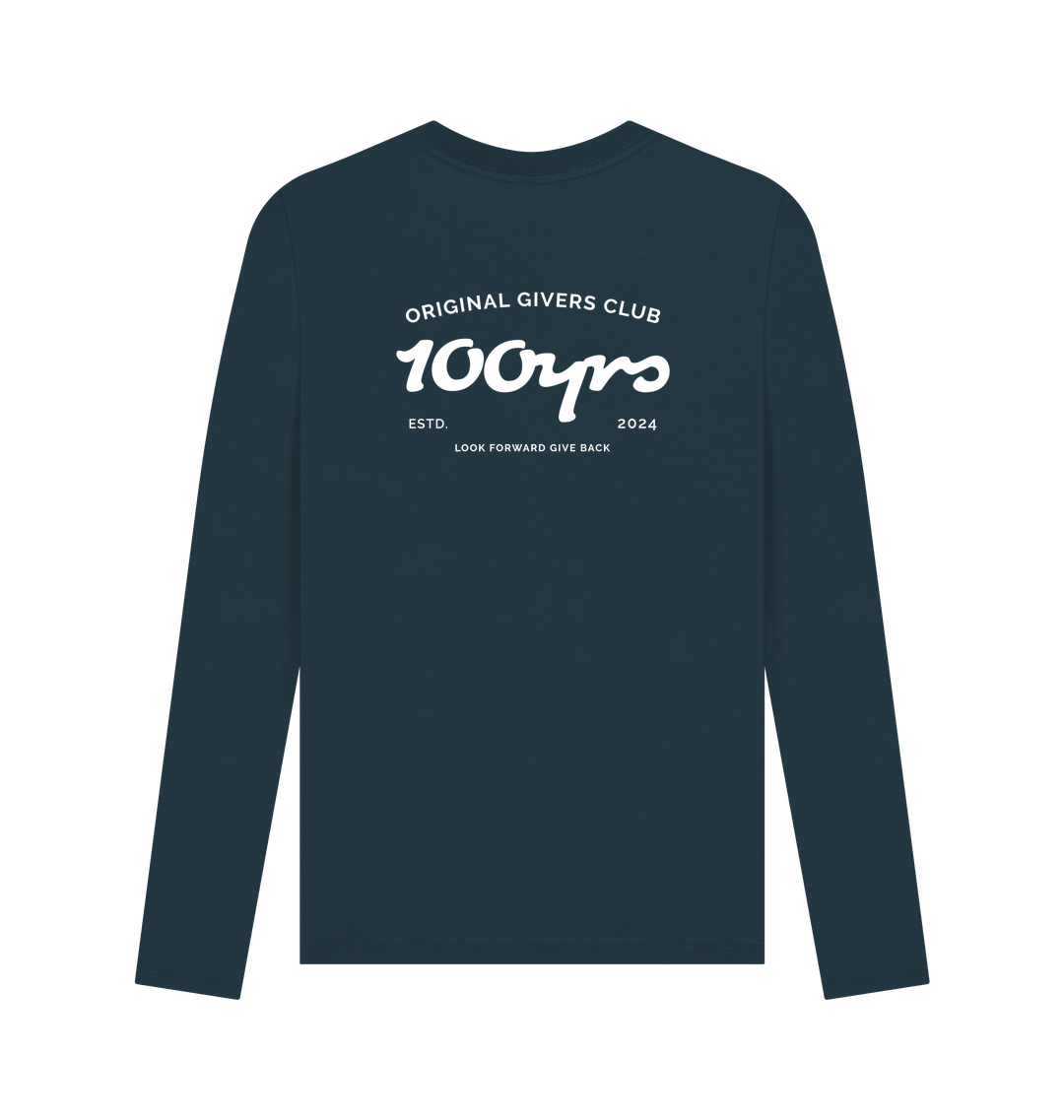 Denim Blue Printed Long Sleeve T Shirt Back