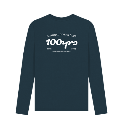 Denim Blue Printed Long Sleeve T Shirt Back